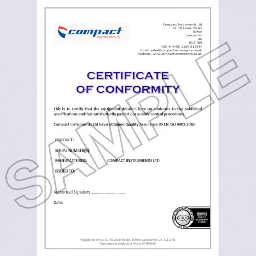 Compact Instruments Certificate of Conformity