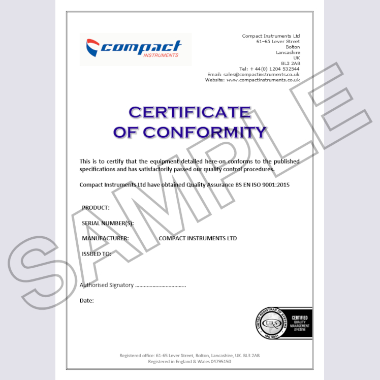 Compact Instruments Certificate of Conformity - Compact ...